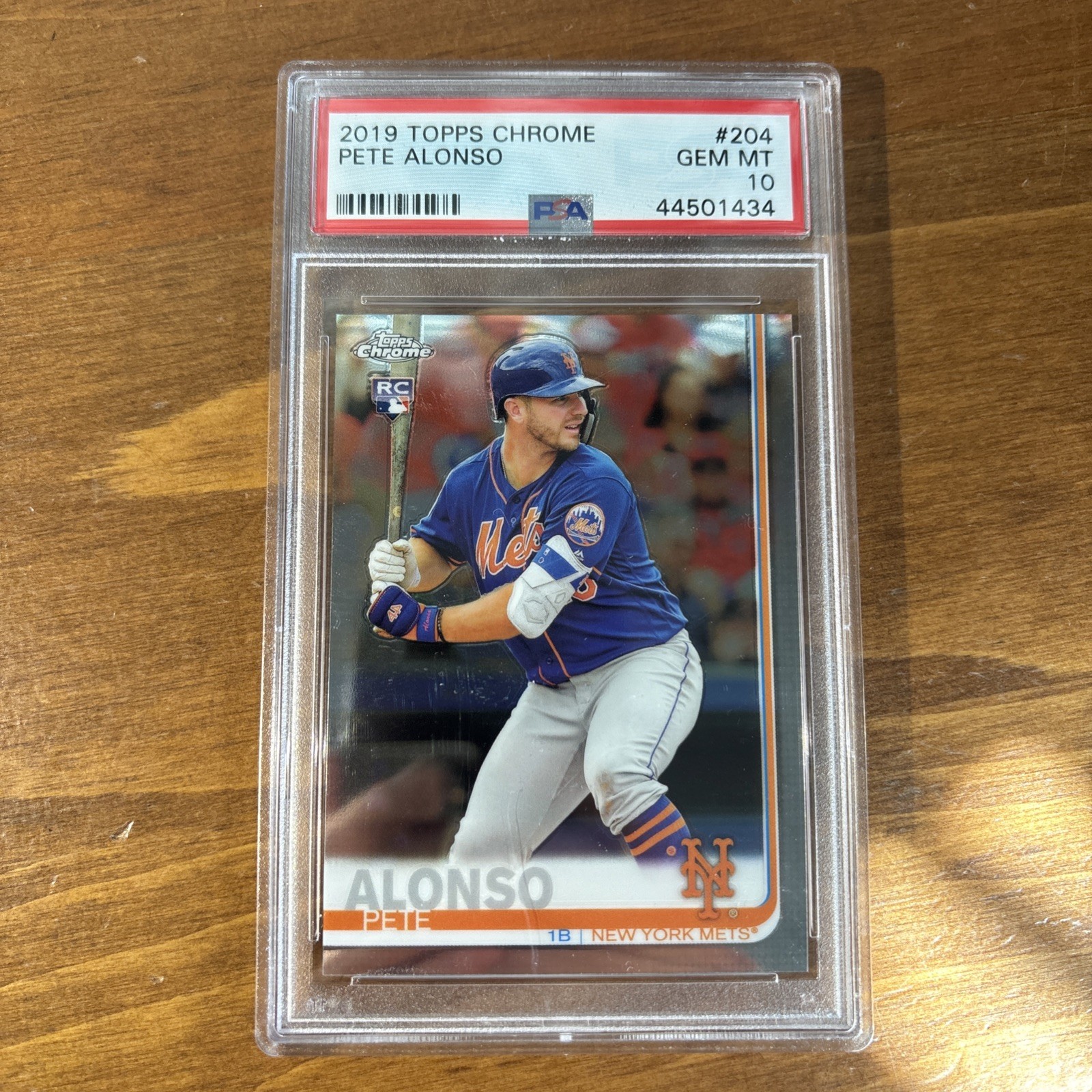 2019 Topps Chrome Pete Alonso Rookie #204 PSA 10 New York Mets view 1