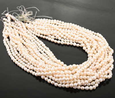 ROUND NATURAL PEARL BEADS 16inches CREAM / IVORY color 13 Grams 6-7mm Best pearl