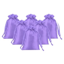 6Pcs 6" x 4"  Satin Gift Bag with Drawstring,Light Purple