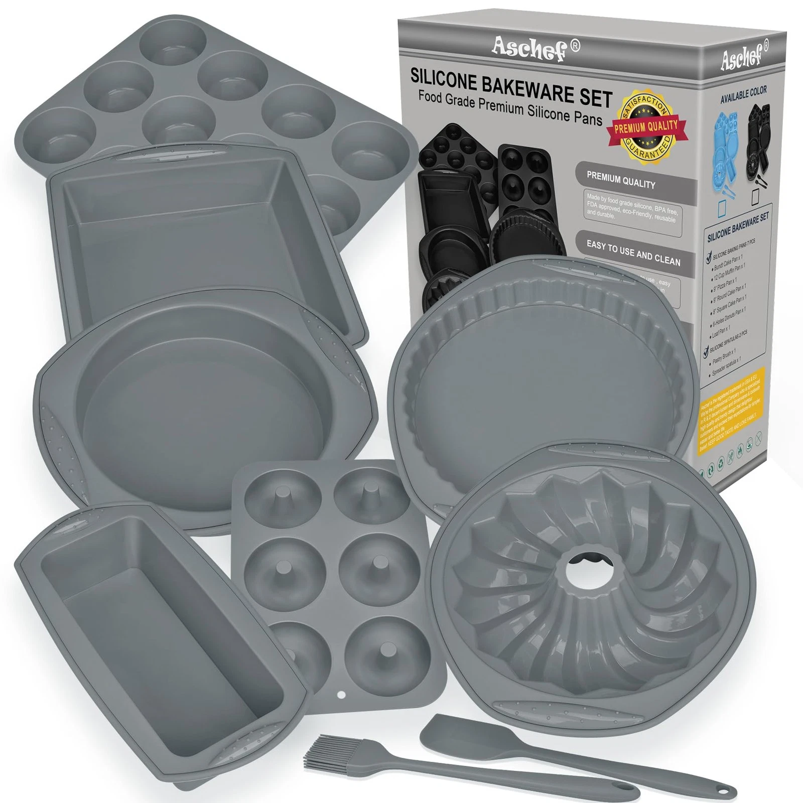 9 In 1 Nonstick Silicone Baking Bundt Cake Pan Cookie Sheet Molds Tray Set