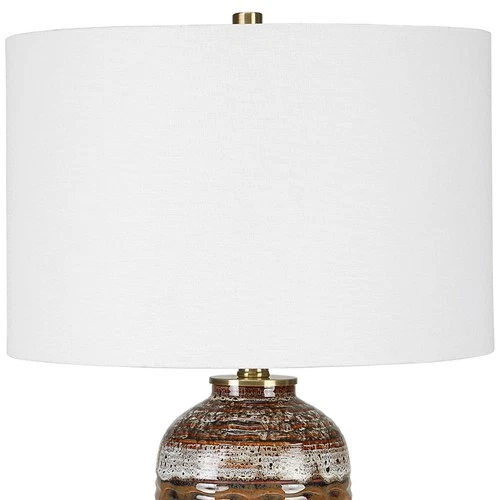 Rustic Table Lamp 26 1/2" High Multicolor Ceramic White Linen Drum Shade Bedroom - Picture 2 of 6