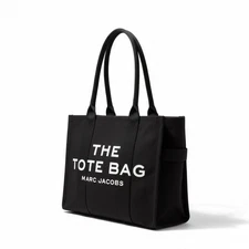 MARC JACOBS THE CANVAS LARGE TOTE BAG BLACK COTTON ZIP WOMEN'S BAG NEW
