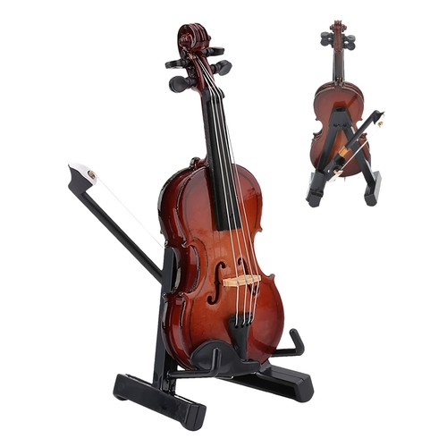 Mini Violin Music Instrument Gift Wooden Mode Collection Small Violin Figurine - Photo 9/15