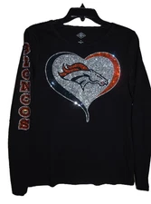 Broncos  rhinestone bling  shirt or tank XS S M L XL XXL 1X  2X 3X 4X 5X
