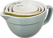 Stoneware Batter Bowl Measuring Cups, Set of 4 Sizes, Multicolor
