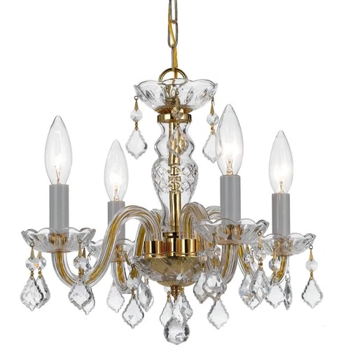 Crystorama Traditional Crystal 15" Brass and Crystal Mini Chandelier - Picture 4 of 6