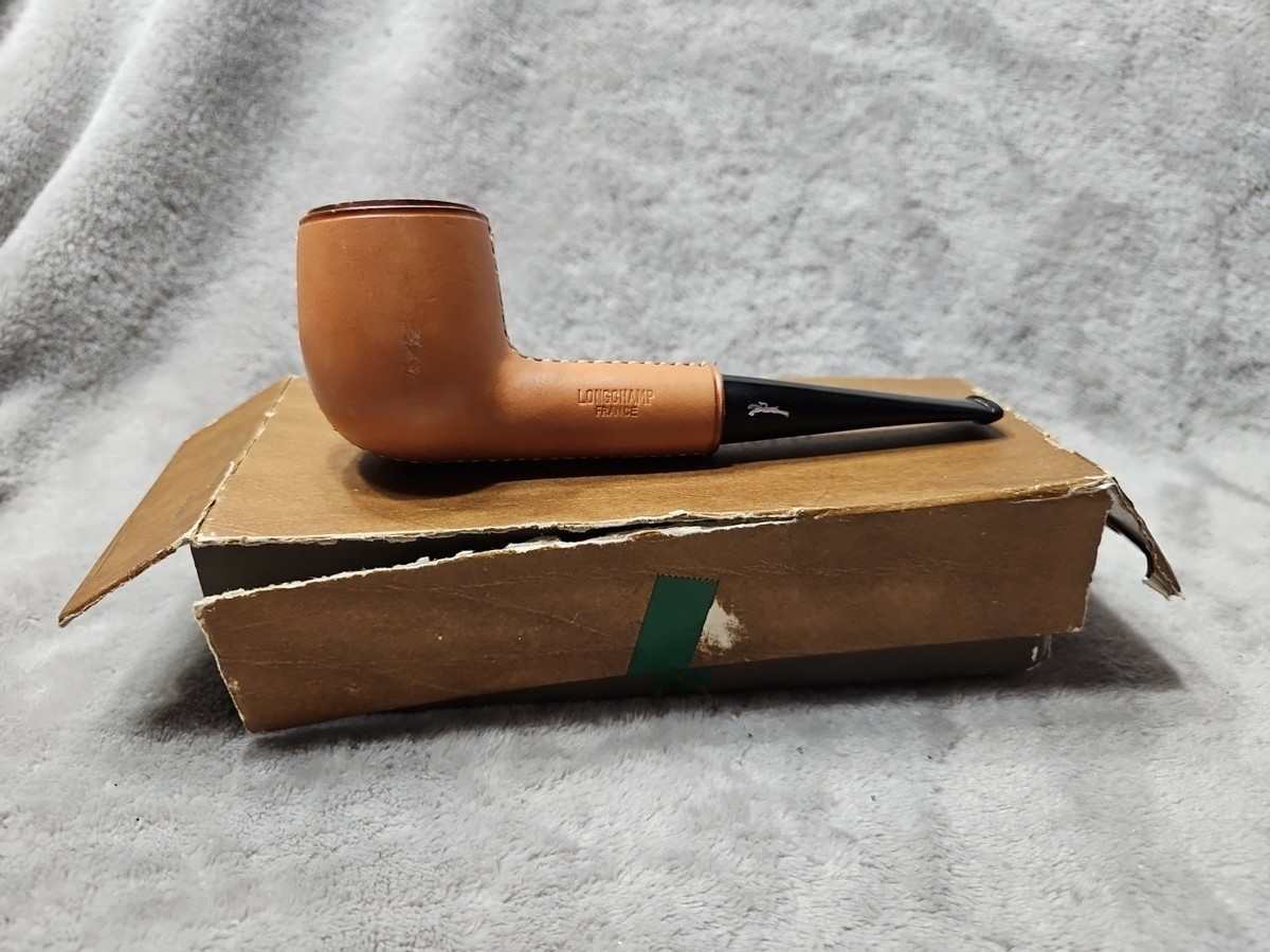 pipestud tobacco LONGCHAMP UNSMOKED LEATHER COVERED PANEL BILLIARD PIPE PIPESTUD Not Used