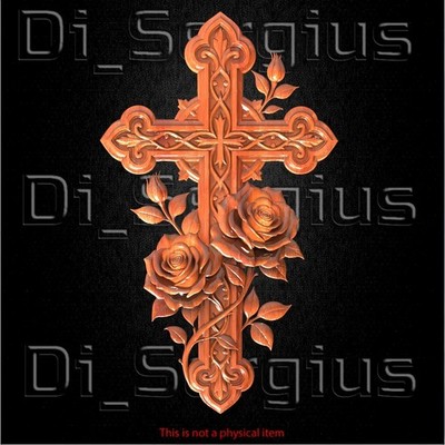 Cross and Roses Relief 3D STL Model for CNC Router (Digital Download)