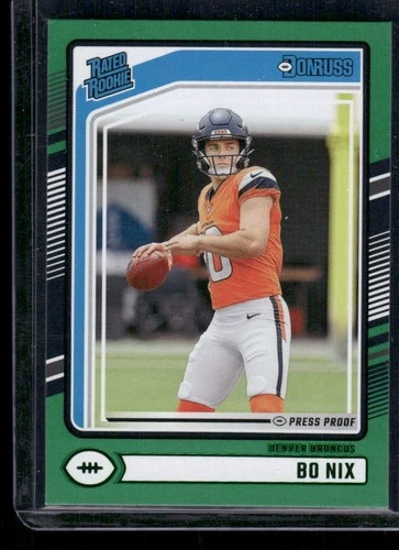 2024 Panini Donruss - Rated Rookie Bo Nix #369 Press Proof Green (RC)