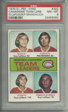 1975-76 O-PEE-CHEE GUY LAFLEUR / PETE MAHOVLICH TEAM LEADERS #322 PSA 8 NM-MT