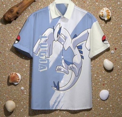 Legendary Pokemon Duo Type Psychic Flying Lugia Custom Hawaii Button Shirt
