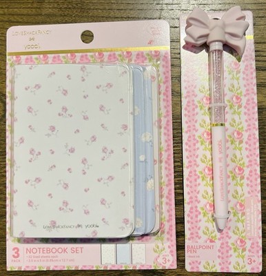 LoveShackFancy x Yoobi Target Mini 3-Pack Notebook Journals 3.5x5 Pink Bow Pen