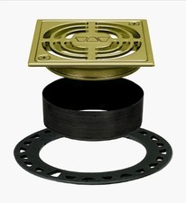 Schluter Kerdi-Drain Square Grate Kit 4 in Brushed Brass Floor Drain KD4GRKAMGB