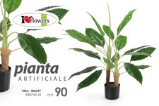 PIANTA ARTIFICIALE CON VASO PIANTINA FINTA FIORI FOGLIA VERDE DECORAZIONE 90 cm