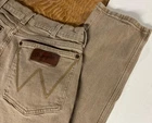 Wrangler Retro Saddle Tan Khaki  Slim Straight Stretch Denim Jeans Mens 29x30-32
