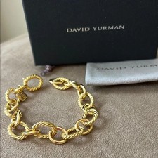 David Yurman Oval Link Cable Bracelet & 18K Gold 8"
