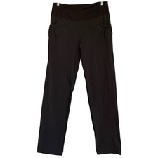 Prana Halle Black Yoga Hiking Pants Womens Large Straight Leg Gathered Pockets