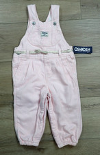 NEW 2026 OSHKOSH BGOSH KIDS BABY 12M 12 MONTHS PINK STRIPE OVERALLS COTTON