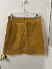 J Crew Corduroy Mini Skirt Womens Size 2 Yellow Cotton Blend Stretch G8210 NWT