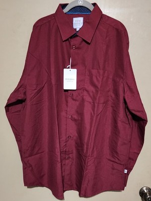 NWT STEVE HARVEY Collection Men's Shirt Long Sleeve Burgundy XL Button Closure