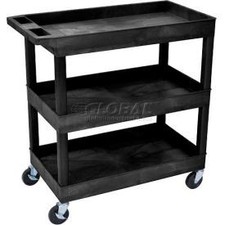 Luxor Plastic Utility Cart w/3 Shelves 400 lb. Capacity 35-1/4""L x 18""W x