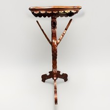 ANCIENNE table d'appoint chinoise Dragon Feng Shui, Phénix acajou fortement sculpté