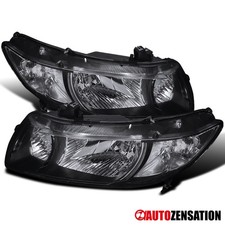 Fit 2006-2011 Honda Civic Coupe 2dr Black Headlights Headlamps Leftright 06-11