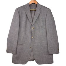 Hugo Boss Blazer Mens 44R Gray Herringbone Sport Coat Virgin Wool Made In USA