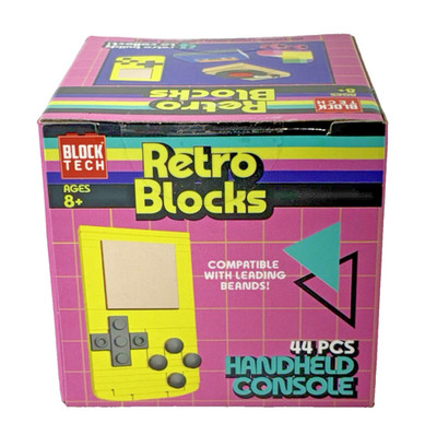 Block Tech Retro Blocks Handheld  Video Game Console 44 pc New Factory Sealed