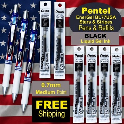 Pentel EnerGel BL77USA-A Stars & Stripes Pens & Refills, 0.7mm, Black Gel Ink