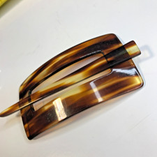 Lucite Vintage Tortoise Shell Hair Clip Unused Made in France NOI NOS