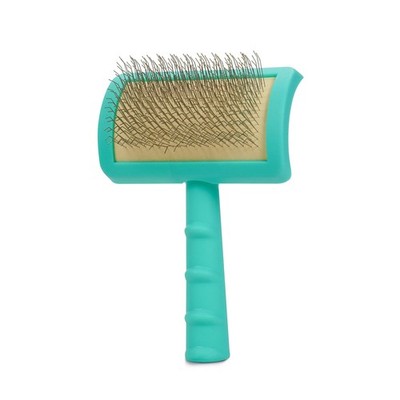 Universal Slicker Brush For Dogs Grooming Remove Tangles Undercoat Teal Small