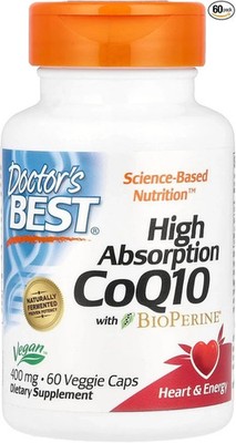 Doctor's Best High Absorption Coq10 with Bioperine 400 mg 60 Veg Caps