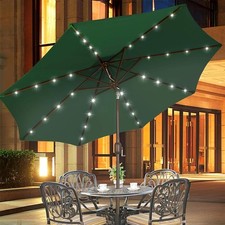 9 ft Solar Umbrella 32 LED Lighted Patio Umbrella Table Market Umbrella Outdoor