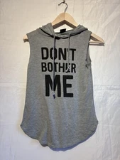 Modern Lux “Don’t Bother Me” Sleeveless Hoodie Tank Top Gray Women’s S