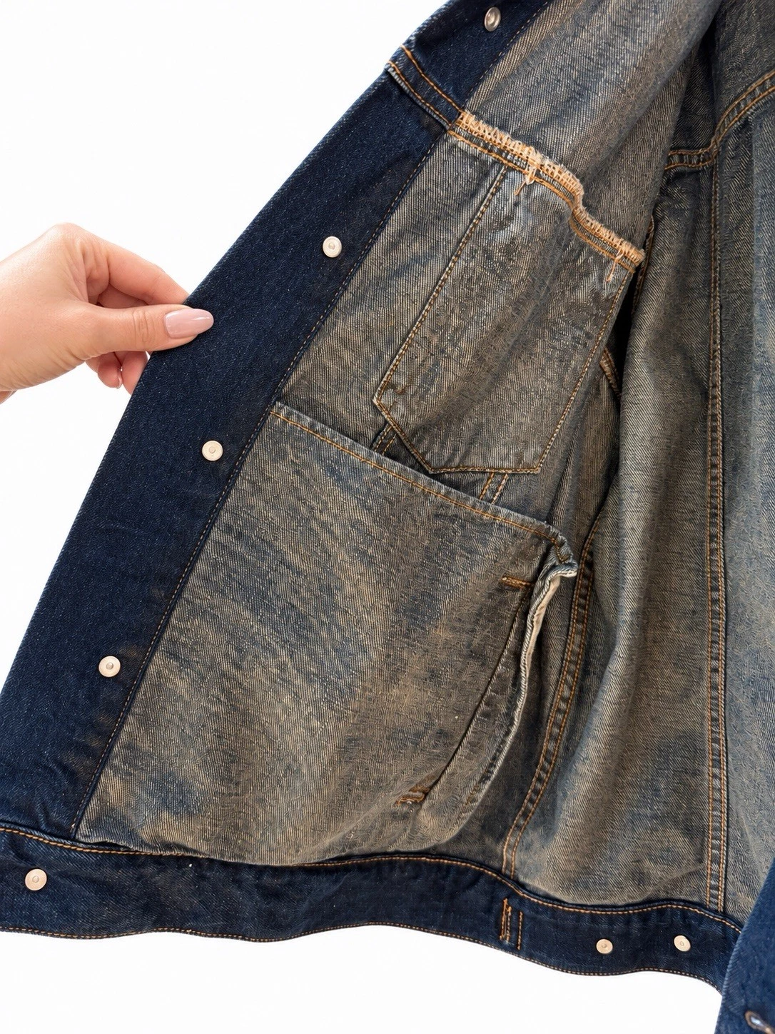 Acne Studios Oversized Denim Jacket Studded Black Leather Collar Unisex - EUR S - product detail image 10