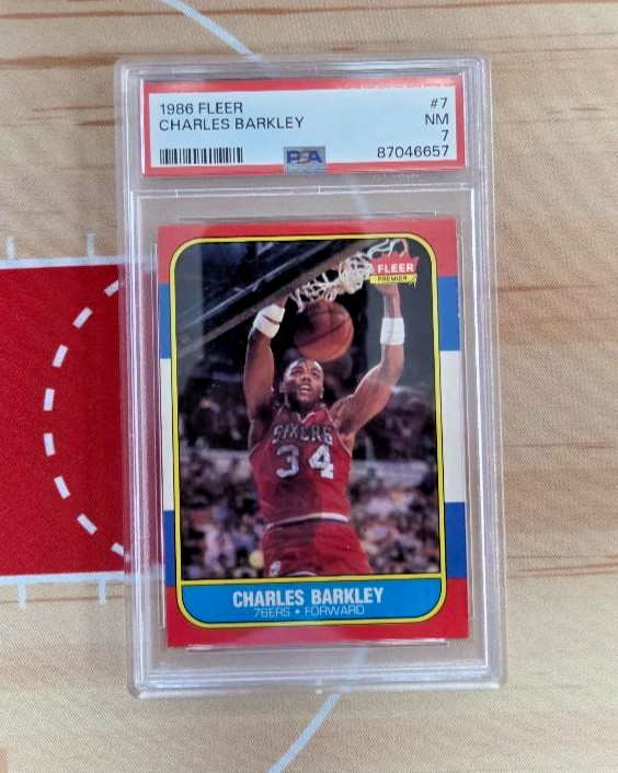 1986-87 Fleer Basketball #7 Charles Barkley Graded PSA 7 MINT