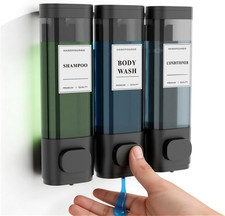 Shampoo and Conditioner Dispenser   Wall-Mounted Shower Soap Dispenser, No-Drill