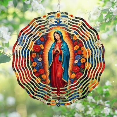 FLAGWIX Virgen de Guadalupe Wind Spinners Outdoor - 3D Stainless St... Fast Ship