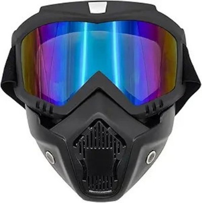 Helmet Goggles, Fog-Proof Goggle Face Protection Mask, Riding Ra Color: Golden