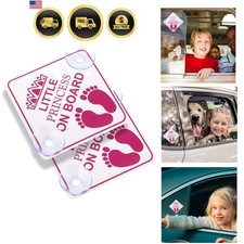 Car Warning Signs Sticker Little Princess On Board Waterproof Reusable Pink 2pcs