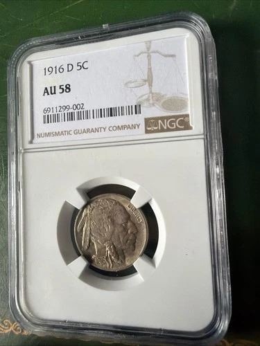 1916 D Buffalo Nickel AU 58 NGC Graded