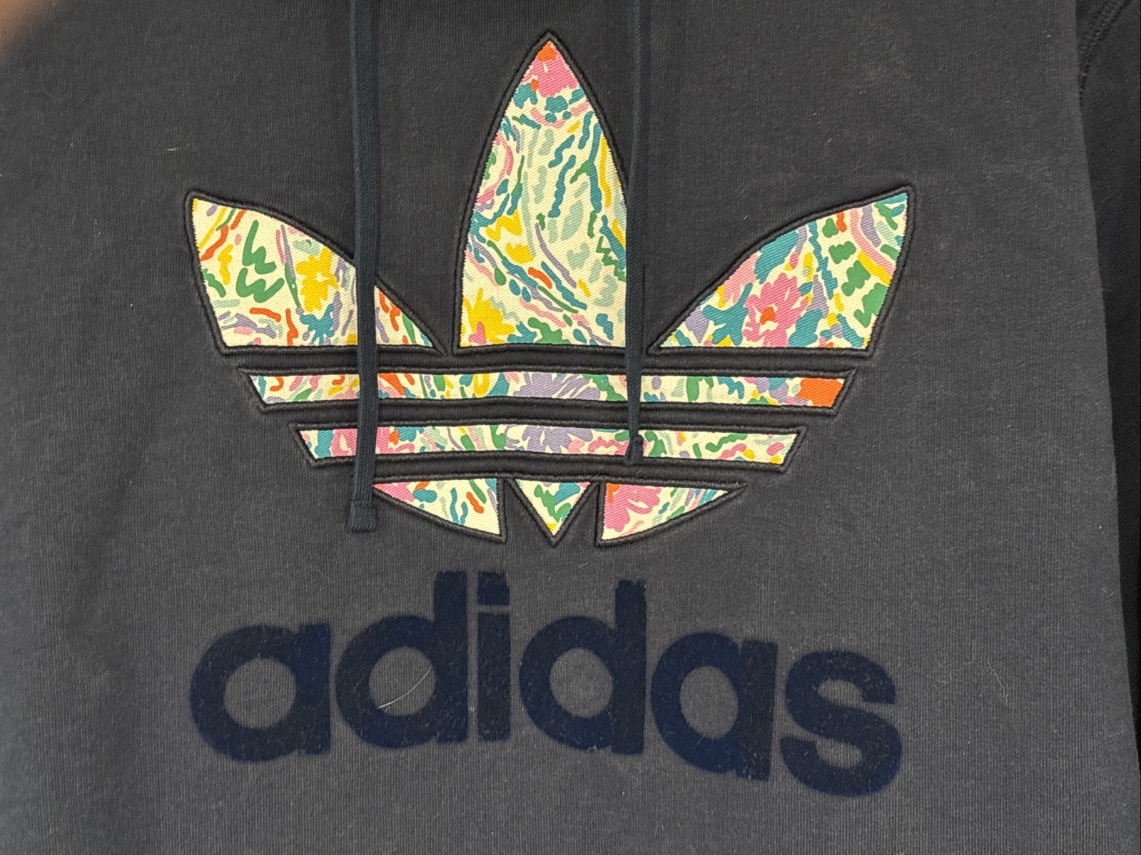 NOAH x adidas Originals Floral Paisley Applique Hoodie Navy Blue Men’s Large L image 9