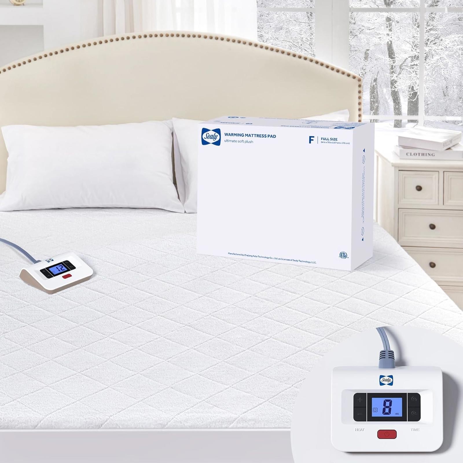 Sealy Heated Mattress Pad Full Size with Plush Top - Ultimate Comfort and Safety