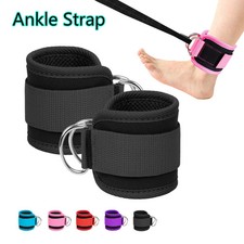 Fitness Ankle Straps Adjustable D-Ring Support Cuffs Gym Leg Strength Workouts P
