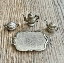 Dollhouse Miniature Tea Serving Set Doll House Accessory Metal No Cups