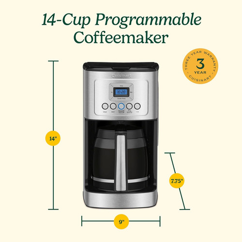 Cuisinart 14-Cup Coffee Maker, Programmable Glass, Stainless