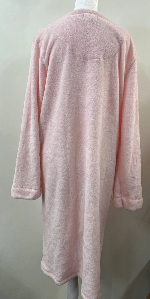 LAURA SCOTT Nightgown Pink Fleece Soft Sleepwear Robe XL Dual Pockets Full Zip - Image 3 of 4
