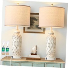 Farmhouse Lamps for Living Room Set of 2, 28" Table Lamps for 28" off white