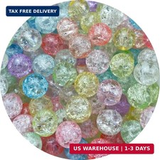 100pcs Crackle Glass Beads 8mm Round Crystal Glass Spacer Crafts Beads for Jewel